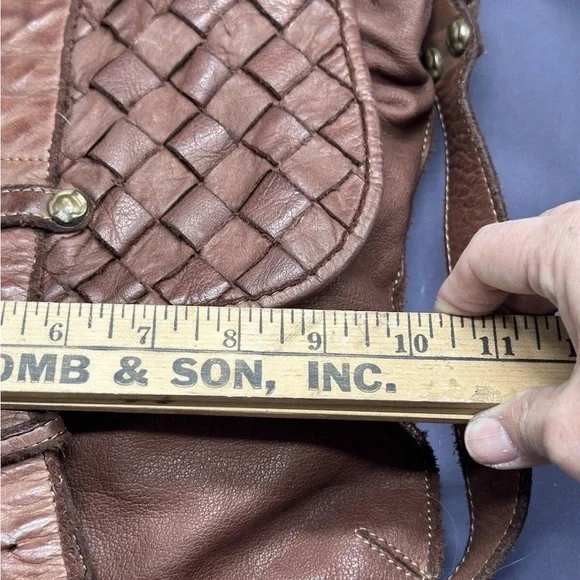 CIVICO 93 Italy Distressed Leather BOHO CROSSBODY Brown Woven Flap Messenger - Picture 16 of 16